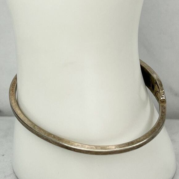 Vintage Mexico Silver Tone Abalone Shell Hinge Bangle ✨ - Picture 7 of 8